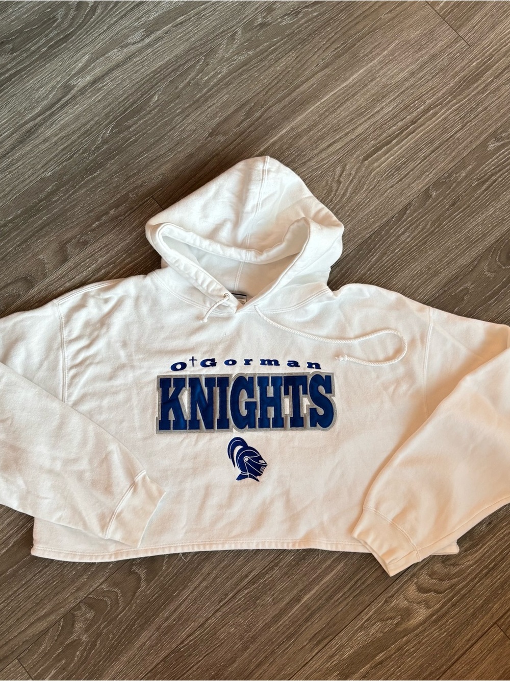 white hoodie with label